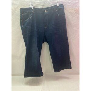 Thrill Women's size 18 Capri Embellish Rhinestone Dark Blue Denim Jeans